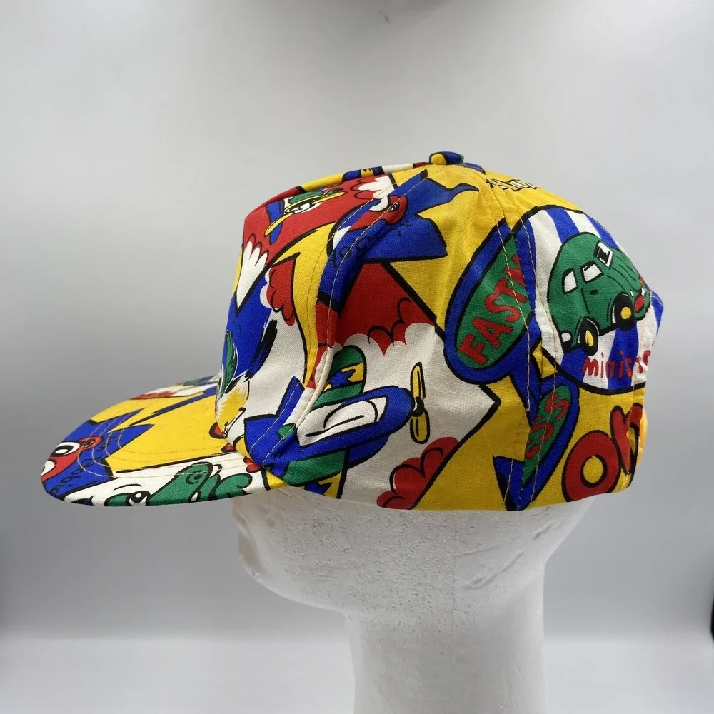 Vintage Ministerrn Hat Cap Snap‎ Back Boys Colorful Cartoon Graphics 90s Youth